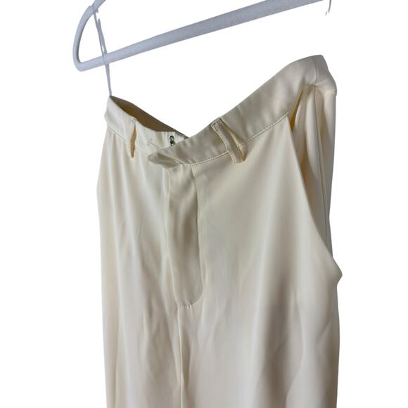 SNDYS Roma Pants Trouser Satin Wide Leg High Rise Minimalist Classy Ivory Sz XS - Picture 5 of 13